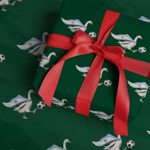 Argentina Soccer Goose Wrapping Paper Roll Argentine Flag Patriotic Football Fan Graphic TS10 Green Print Your Wear