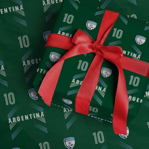 Argentina Soccer Sports Graphic Number 10 Jersey Style Wrapping Paper Roll Proud Argentine Football Fans Game Day Pride