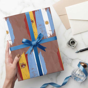 Argentina Spain Dual Heritage Flag Graphic Wrapping Paper Roll Vintage Spanish Argetine Match Day Pride