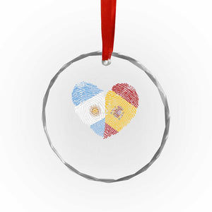 Argentina Spain Flag Mixed Roots Fingerprint Heart Graphic Crystal Glass Ornament Argentine Spanish Dual Heritage Hispanic Pride Match Day TS02 Print Your Wear