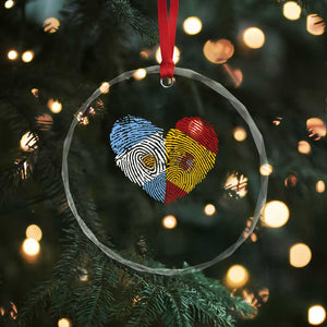 Argentina Spain Flag Mixed Roots Fingerprint Heart Graphic Crystal Glass Ornament Argentine Spanish Dual Heritage Hispanic Pride Match Day TS02 Print Your Wear