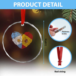 Argentina Spain Flag Mixed Roots Fingerprint Heart Graphic Crystal Glass Ornament Argentine Spanish Dual Heritage Hispanic Pride Match Day TS02 Print Your Wear
