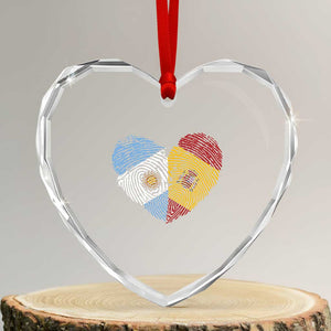 Argentina Spain Flag Mixed Roots Fingerprint Heart Graphic Heart Crystal Glass Ornament Argentine Spanish Dual Heritage Hispanic Pride Match Day TS02 Transparent Glass 3'' Heart Print Your Wear
