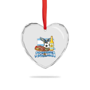Argentine Pride Soccer And Beer Heart Crystal Glass Ornament Football Fan Graphic