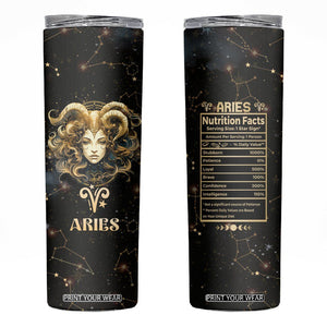 Aries Zodiac Skinny Tumbler Celestial Constellation Astrology Horoscope Galaxy TB02 Black Printyourwear