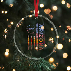 Arizona American Flag Pride Cactus Landscape Established 1912 Crystal Glass Ornament