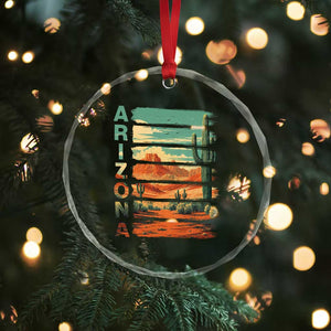 Arizona Desert Cactus Saguaro National Park Retro Crystal Glass Ornament