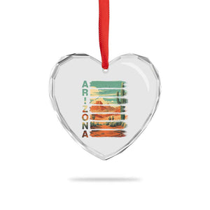 Arizona Desert Cactus Saguaro National Park Retro Heart Crystal Glass Ornament