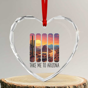 Arizona Desert Cactus Western Adventure Heart Crystal Glass Ornament Take Me To AZ TS12 Transparent Glass 3'' Heart Print Your Wear