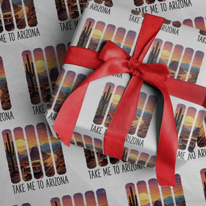 Arizona Desert Cactus Western Adventure Wrapping Paper Roll Take Me To AZ TS12 White Print Your Wear