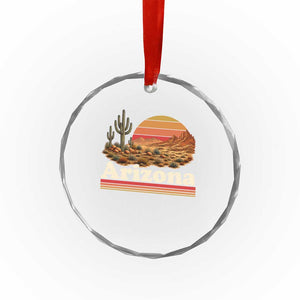 Arizona Desert Sunset Saguaro Cactus Mountains Nature Lover Crystal Glass Ornament