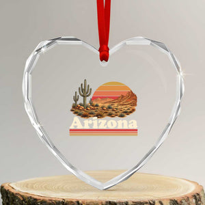 Arizona Desert Sunset Saguaro Cactus Mountains Nature Lover Heart Crystal Glass Ornament