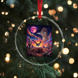 Arizona Roadrunner Vintage Desert Moon Retro Cactus Crystal Glass Ornament 90s Southwest Wildlife Bird Animal Lover