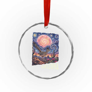 Arizona Roadrunner Vintage Desert Moon Retro Cactus Crystal Glass Ornament Southwest Wildlife Bird Starry Night Style