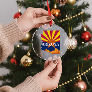 Arizona State Flag Map Graphic Crystal Glass Ornament Southwest Sunburst Cactus State Pride Souvenir