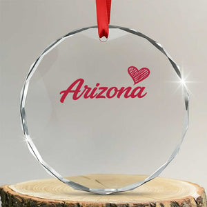 Arizona State Pride Crystal Glass Ornament Clean Word Art Minimalist Graphic TS12 Transparent Glass 3'' Circle Print Your Wear