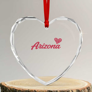 Arizona State Pride Heart Crystal Glass Ornament Clean Word Art Minimalist Graphic TS12 Transparent Glass 3'' Heart Print Your Wear