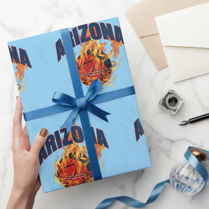 Arizona State Pride Wrapping Paper Roll Flaming Basketball Coach Gift TS12 Light Blue Print Your Wear