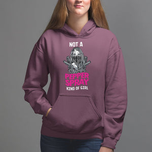 Armed Girl Hoodie Not A Pepper Spray Kind Of Girl American Flag Combat Boots TS02 Maroon Printyourwear