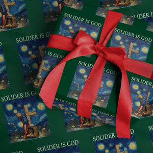 Army Christian Wrapping Paper Roll Soldier Cross Starry Night Faith Patriotic Jesus TS14 Green Print Your Wear