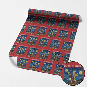 Army Christian Wrapping Paper Roll Soldier Cross Starry Night Faith Patriotic Jesus TS14 Red Print Your Wear