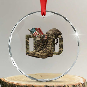 Army Military Dad Combat Boots American Flag Crystal Glass Ornament TS11 Transparent Glass 3'' Circle Print Your Wear