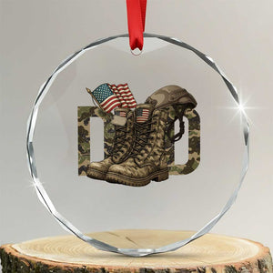 Army Military Dad Combat Boots American Flag Crystal Glass Ornament TS11 Transparent Glass 3'' Circle Print Your Wear