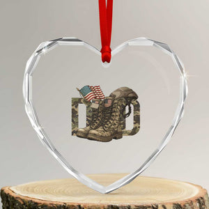 Army Military Dad Combat Boots American Flag Heart Crystal Glass Ornament TS11 Transparent Glass 3'' Heart Print Your Wear