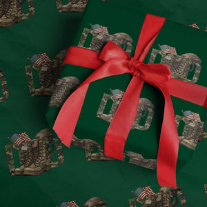 Army Military Dad Combat Boots American Flag Wrapping Paper Roll TS11 Green Print Your Wear