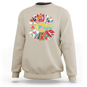 AAPI Heritage Month Sweatshirt Asian American And Pacific Islander Flags Sunflower Unity TS02 Sand Printyourwear