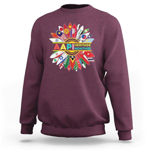 AAPI Heritage Month Sweatshirt Asian American And Pacific Islander Flags Sunflower Unity TS02 Maroon Printyourwear