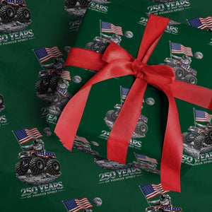 Astronaut 250 Years Of Pioneer Spirit Wrapping Paper Roll USA 250th Anniversary TS12 Green Print Your Wear