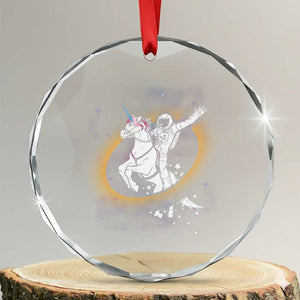 Astronaut Outer Space Crystal Glass Ornament Riding Unicorn Galaxy Astrophysics Lover TS02 Transparent Glass 3'' Circle Print Your Wear