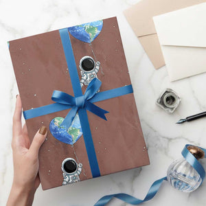Astronaut Protect The Planet Wrapping Paper Roll Earth Day Gift TS12 Mocha Print Your Wear