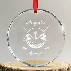 Augusta Georgia Golfing Lover Crystal Glass Ornament Southern Sports Traditions Retro Varsity Golf Fan TS02 Transparent Glass 3'' Circle Print Your Wear