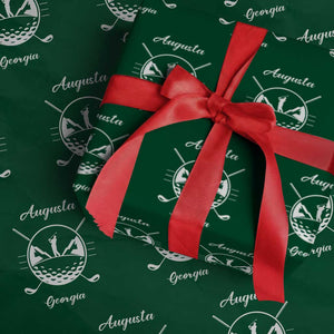Augusta Georgia Golfing Lover Wrapping Paper Roll Southern Sports Traditions Retro Varsity Golf Fan TS02 Green Print Your Wear