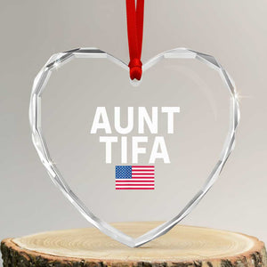 Aunt Tifa Heart Crystal Glass Ornament Funny Political Sarcasm Patriotic American Flag TS02 Transparent Glass 3'' Heart Print Your Wear