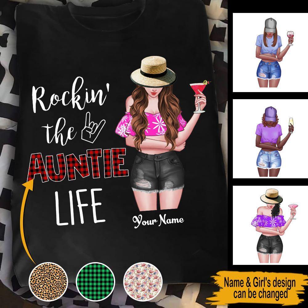 Personalized T Shirt Rockin The Auntie Life CTM Custom - Printyourwear