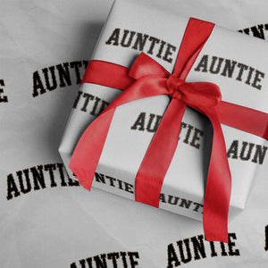 Auntie Wrapping Paper Roll Retro Varsity New Aunt Letter Print TS10 White Print Your Wear