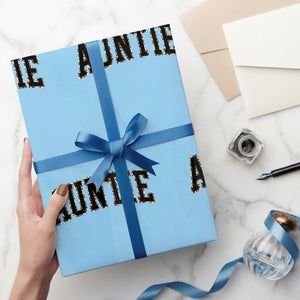 Auntie Wrapping Paper Roll Retro Varsity New Aunt Letter Print TS10 Light Blue Print Your Wear