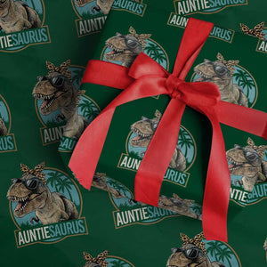 Auntiesaurus Funny Dinosaur Aunt Wrapping Paper Roll Family Matching TS11 Green Print Your Wear