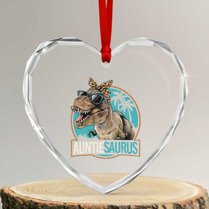 Auntiesaurus Funny Dinosaur Aunt Heart Crystal Glass Ornament Family Matching TS11 Transparent Glass 3'' Heart Print Your Wear
