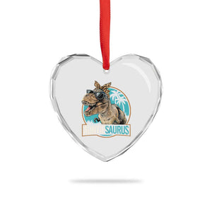 Auntiesaurus Funny Dinosaur Aunt Heart Crystal Glass Ornament Family Matching TS11 Print Your Wear