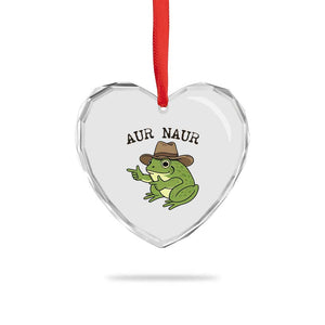 AUR Naur Cowboy Frog Meme Heart Crystal Glass Ornament Funny Sarcastic Oh No Australian Accent TS14 Print Your Wear