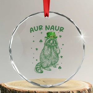 Aur Naur Raccoon St Patricks Day Crystal Glass Ornament Funny Sarcastic Oh No Australian Accent TS14 Transparent Glass 3'' Circle Print Your Wear