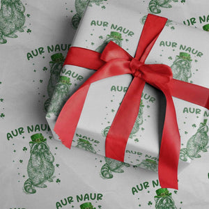 Aur Naur Raccoon St Patricks Day Wrapping Paper Roll Funny Sarcastic Oh No Australian Accent TS14 White Print Your Wear