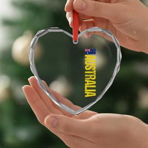 Australia Flag Heart Crystal Glass Ornament Patriotic Country Pride Vertical Text Graphic