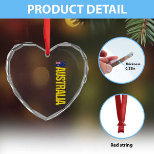 Australia Flag Heart Crystal Glass Ornament Patriotic Country Pride Vertical Text Graphic