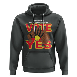 Australia Indigenous Hoodie Aboriginal Flag Vote Yes Urulu Statement TS02 Dark Heather Printyourwear
