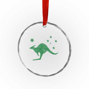 Australia Kangaroo with Federation Star Aussie Roots Crystal Glass Ornament